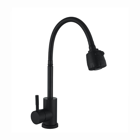 Смеситель для мойки Антей Парма 587027, нержавеющая сталь, черный купить в СОМ