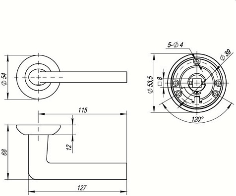 Ручка раздельная PUNTO R.TL54.REX (REX TL) 140mm SN/CP-3 матовый никель/хром Для входных дверей купить в СОМ