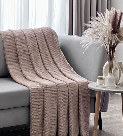 Плед Home Jalon Соты 180х200 бежевый купить в СОМ
