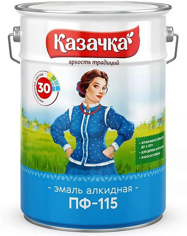 Эмаль ПФ-115 Казачка, глянцевая, зеленая, 6 кг купить в СОМ