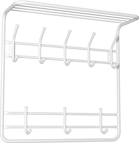 Вешалка настенная с полкой 2 яруса 8 крючков 600х220х580мм белая ЗМИ купить в СОМ
