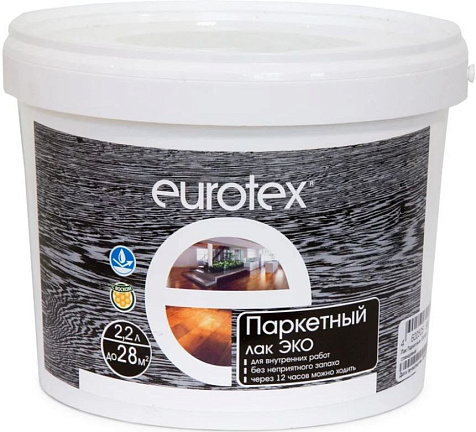 Лак паркетный Eurotex ЭКО, полуматовый, бесцветный, 2.2 л купить в СОМ